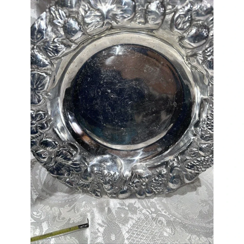 Pewter Embossed Grape /strawberry Serving Plate 11 1/2 “